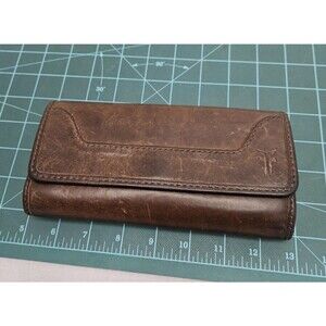 Frye Melissa Continental Brown Hand Burnished Antique Leather Trifold Wallet